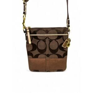 Coach Signature 2007 Crossbody Stripe Swingpack Canvas Bag